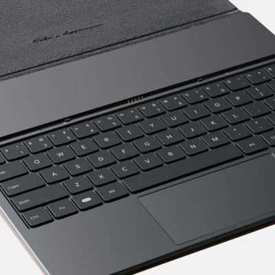 BOOX Note Max keyboard case close-up showing textured finish and keys